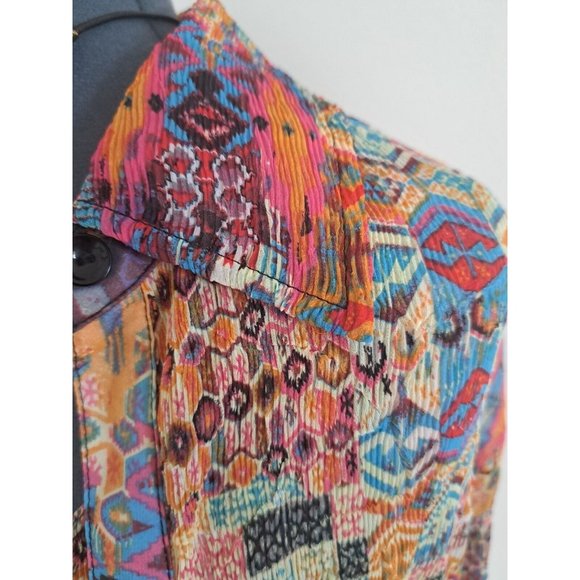 Rossi Roma Long sleeve button up crinkle blouse + Tank Twin Set Size Large - Picture 7 of 15